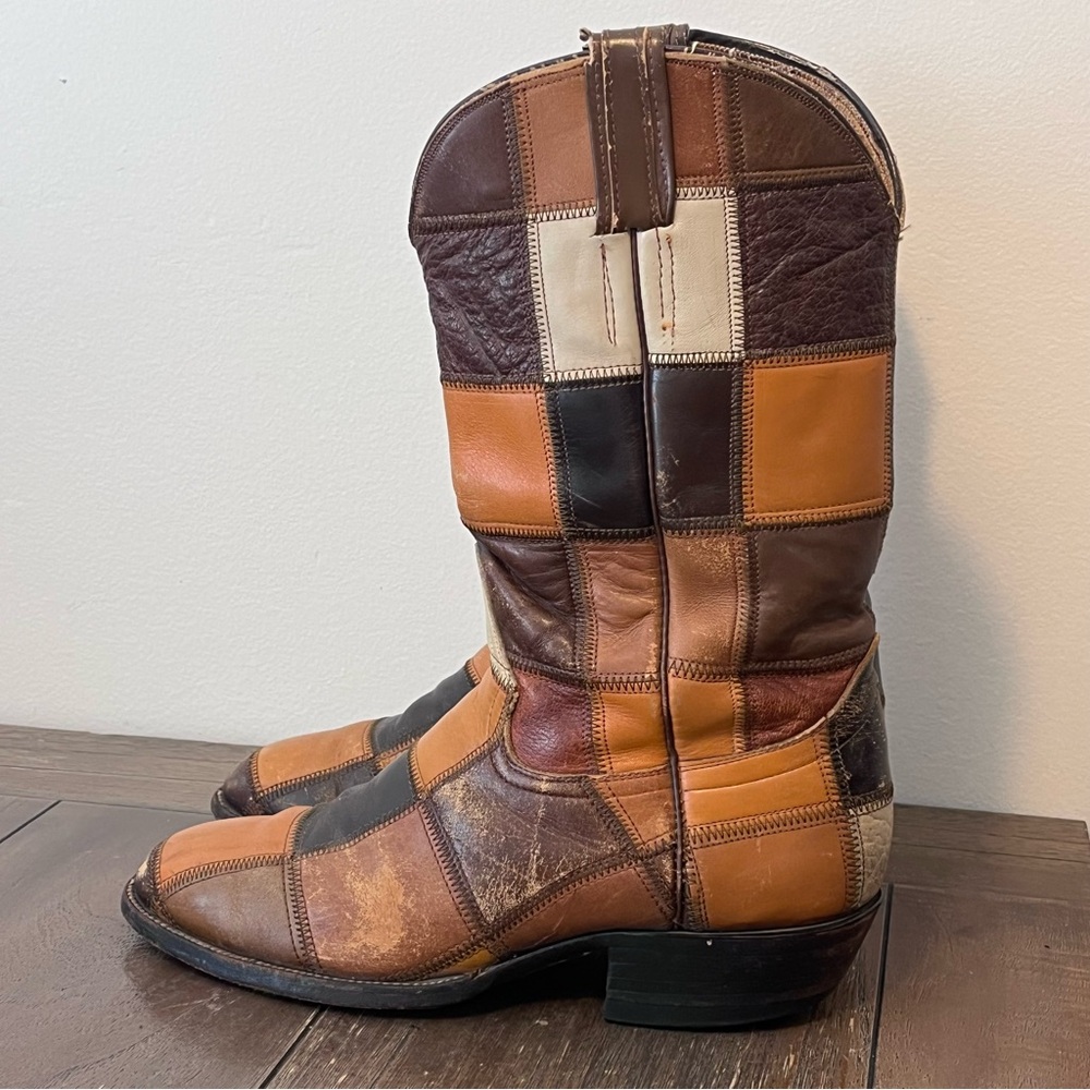 Vintage Larry Mahan 70’s Leather Patchwork Western Cowboy Boots Mens 10.5 D